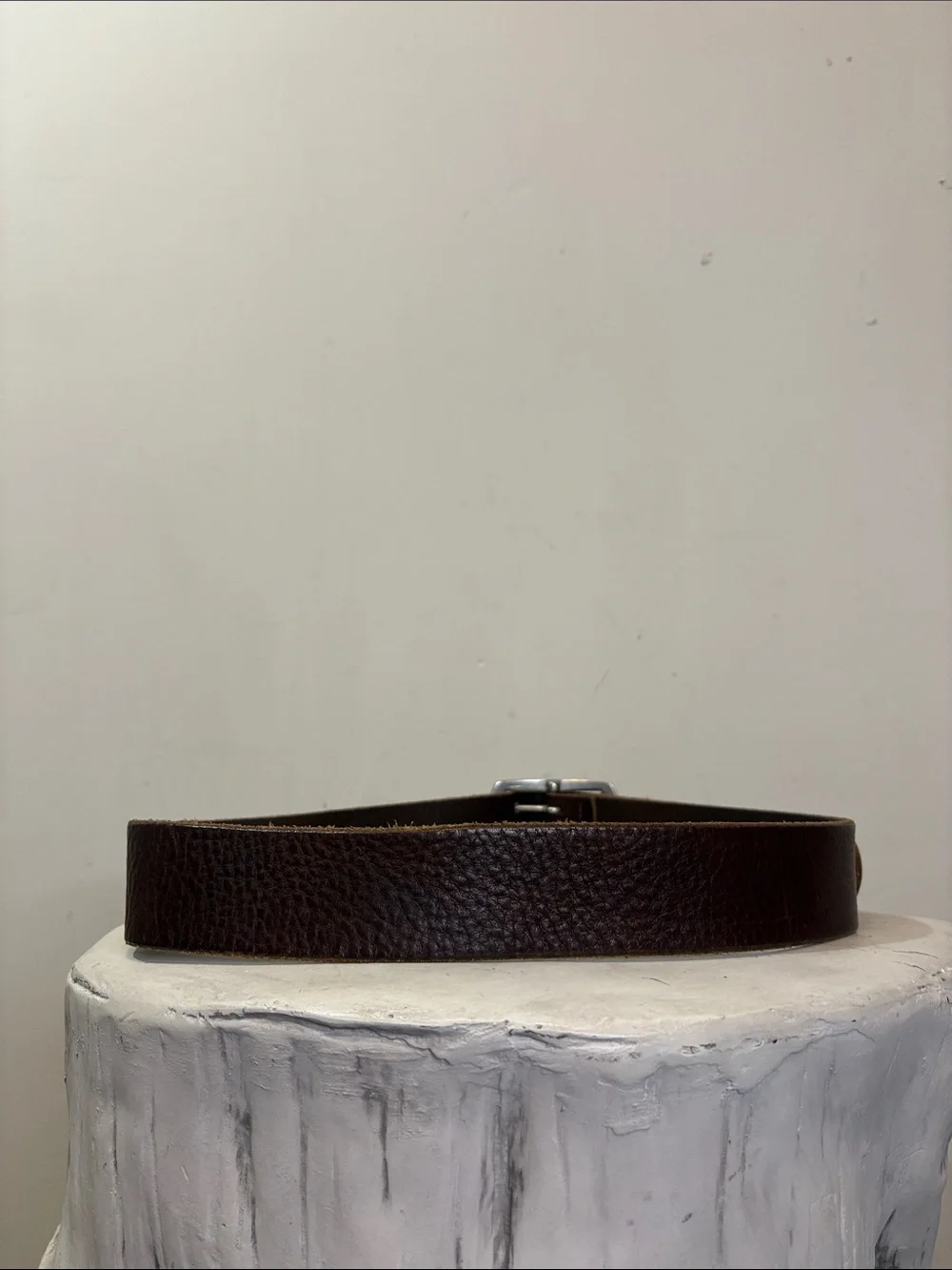 J.Crew Brown Genuine Leather Double Prong Silver Grommet Large Buckle Belt 36